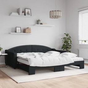 Sofá-cama com gavetão e colchões 100x200 cm tecido preto