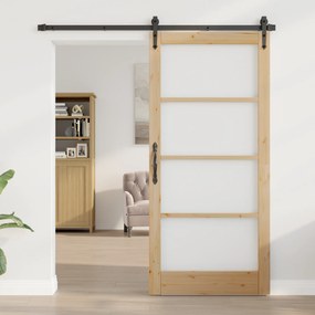 vidaXL Porta Interior com Vidro "ORKDAL" 93x202x4 cm Madeira Sólida de Pinheiro