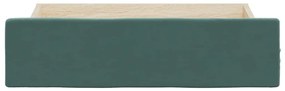 Gavetas de cama 2pcs derivados de madeira e veludo verde-escuro