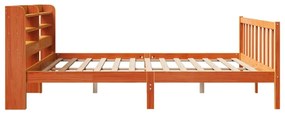 Estrutura cama c/ cabeceira 200x200cm pinho maciço castanho-mel