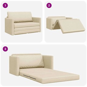 Sofá-Cama 2 em 1 Creme 124x71x78 cm Tecido