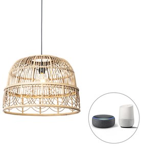 LED Candeeiro de suspensão em vime inteligente 44 cm com Wifi G95 - Michelle Oriental