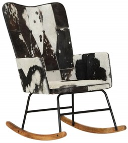 Cadeira de baloiço couro genuíno preto