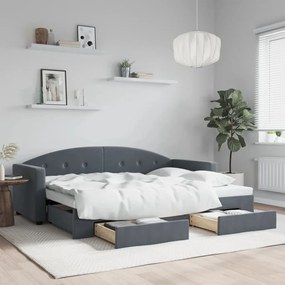 vidaXL Sofá-cama c/ gavetão e gavetas 80x200 cm veludo cinzento-escuro
