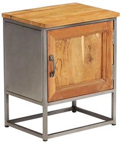Mesa de cabeceira madeira de teca reciclada e aço 40x30x50 cm