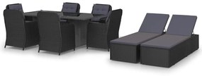 vidaXL 9 pcs conjunto de jantar para jardim vime PE preto