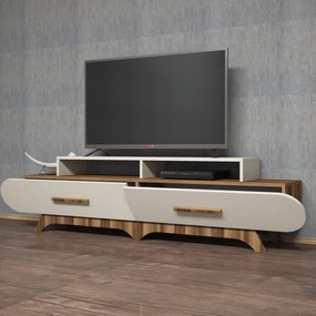 Móvel TV Flora – Nogueira e Creme – 205x50x36,8 cm
