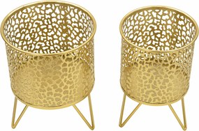 CONJUNTO DE 2 VASOS HOLDERPINY DOURADO Ø 16X20-13X20 CM (PLANTAS NÃO INCLUIDAS)