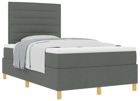 Cama Box Spring com Colchão Cinza Escura 120x200 cm Tecido