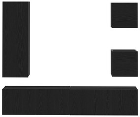 Conjunto de Armário de TV vidaXL 6 Peças Carvalho Preto Madeira Deriva