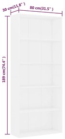 Estante com 5 prateleiras derivados de madeira branco