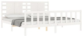 Cama sem colchão 200x200 cm madeira de pinho maciça branco