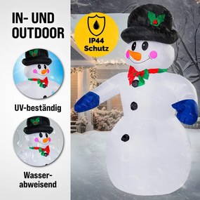 Boneco de neve insuflável com 20 LEDs 240 x 170 x 115 cm multicolorido