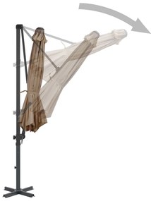 Guarda-sol de jardim com base portátil cinzento-acastanhado