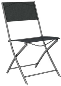 Cadeiras de exterior dobráveis 2 pcs aço e textilene preto