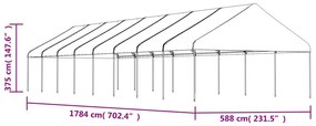 Gazebo com telhado 17,84x5,88x3,75 m polietileno branco