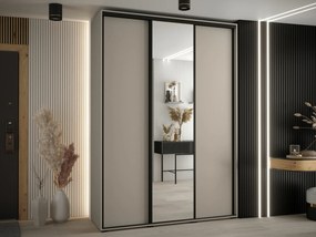 Roupeiro Hartford 493, Caxemira, Preto, 235x180x60cm, 173.4 kg, Portas para roupeiro: Deslizante