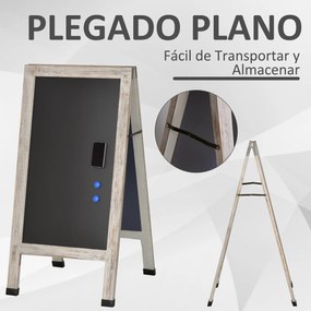 Vinsetto Painel publicitario Magnético Dobrável com Dupla Face cavalete de Madeira com Apagador 2 Imás e 5 Gizes 51x58x98,5cm Preto e Madeira