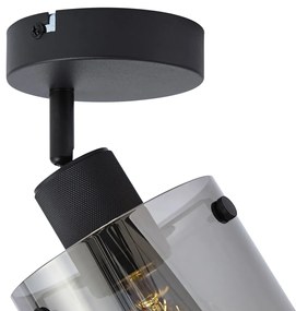 Foco de parede de design preto com vidro fumado - Domo Moderno