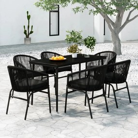 vidaXL 7 pcs conjunto de jantar para jardim preto
