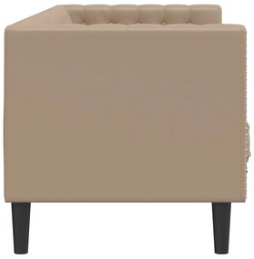 Sofá chesterfield 3 lugares couro artificial cappuccino