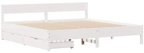 Cama sem colchão 180x200 cm madeira de pinho maciça branco