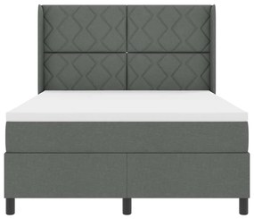 Cama Box com Colchão e LED Cinza Escuro, 140x200 cm em Tecido