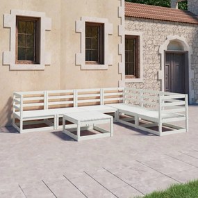 vidaXL 7 pcs conjunto lounge de jardim pinho sólido branco