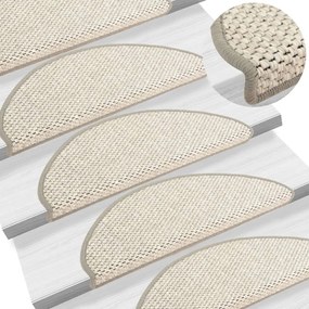 vidaXL Tapetes escada adesivos aspeto sisal 15pcs 65x21x4 cm platinado