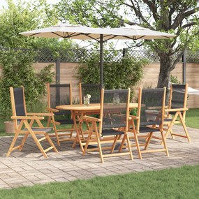 vidaXL Conjunto de Jantar ao Ar Livre de 7 Peças - Madeira de Acácia Preta com Polyrattan