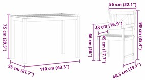 Conjunto de Jantar de Jardim 3 pcs Madeira clara Padrão