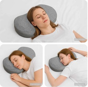 vidaXL Travesseiro para o Pescoço Cinzento 53 x 34,5 x 10,5 cm