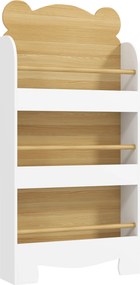 AIYAPLAY Estante Infantil Desenho de Ursinho para Livros Crianças 3 Níveis Branco Madeira 55x15x110 cm | Aosom Portugal