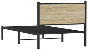 Estrutura de cama sem colchão 100x190 cm metal carvalho sonoma
