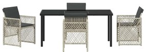 Conjunto de Jantar de Jardim de 5 Peças com Almofadas Cinzento-Claro e