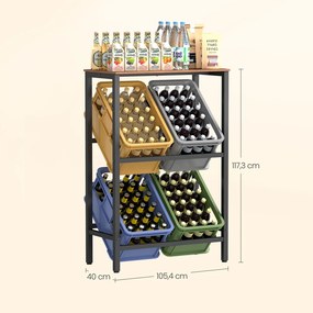 Estante para caixas de bebidas, 2 níveis, para 4 caixas 40 x 70,4 x 117,3 cm Castanho-preto