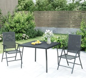3 pcs conjunto de jantar para jardim aço antracite