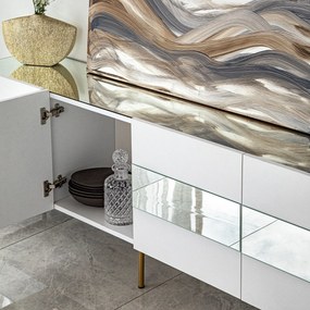 Móvel TV Leon – Branco e Dourado – 180x59x35 cm