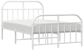 Estrutura de cama com cabeceira e pés 120x200 cm metal branco