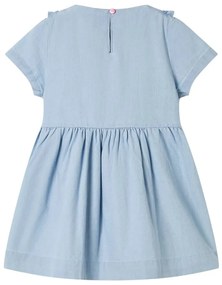 Vestido de criança com folhos azul-suave 128