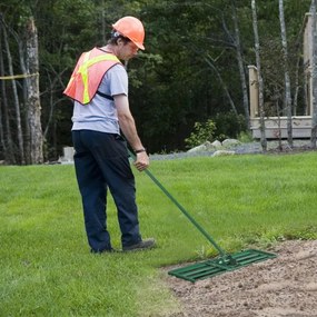 Ancinho para nivelar relva Ferramenta de relva resistente com pega ergonómica para o solo para jardim pátio quinta 75 x 25 cm Verde