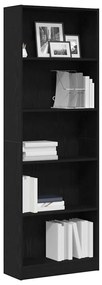 Estante de Carvalho Preto - 60 x 24 x 176 cm, Feita de Madeira de Enge