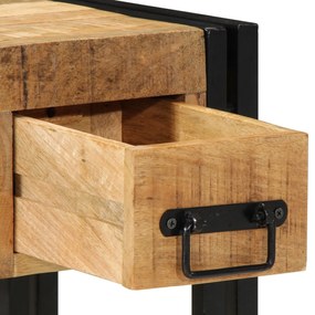 Mesa de Apoio vidaXL com Gaveta Preta 30x30x40 cm Madeira de Mangueira
