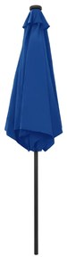 Guarda-sol jardim c/ luzes LED/poste alumínio 270 cm azul-ciano