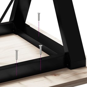 Mesa de jantar estrutura em Y 180x90x75cm pinho e aço