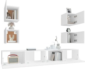 Conjunto móveis de TV 6 pcs madeira processada branco