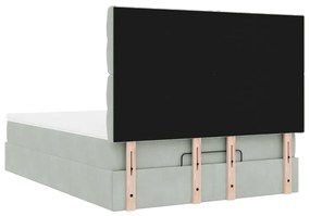 Estrutura cama otomana colchões 140x200cm veludo cinzento claro