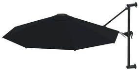 Guarda-sol de montar na parede com mastro metálico 300 cm preto