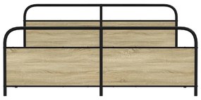 Estrutura de cama sem colchão 183x213cm metal carvalho sonoma