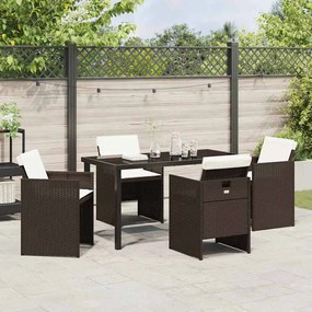 Conjunto de Jantar de Jardim de 5 Peças da com Almofadas Marrons em Ra